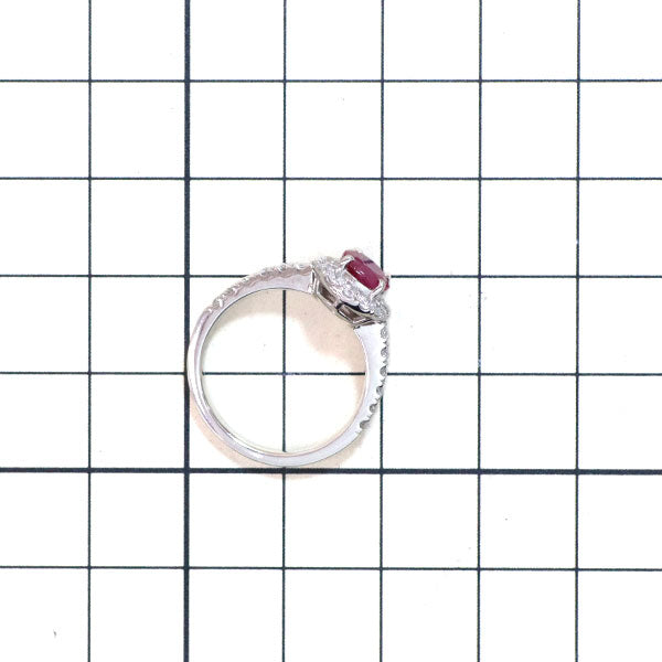 New Pt950 Burmese pigeon blood ruby ​​diamond ring 1.20ct D0.63ct [Escore] 