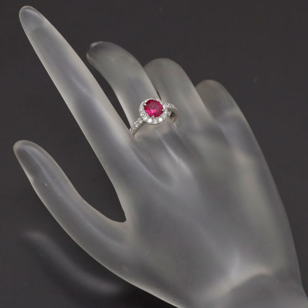 New Pt950 Burmese pigeon blood ruby ​​diamond ring 1.20ct D0.63ct [Escore] 