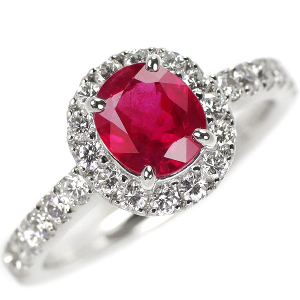 New Pt950 Burmese pigeon blood ruby ​​diamond ring 1.20ct D0.63ct [Escore] 