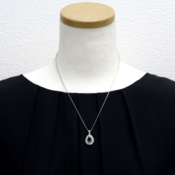 Pt Brazilian F1 Emerald Diamond Pendant Necklace 1.01ct D1.53ct YD0.20ct 