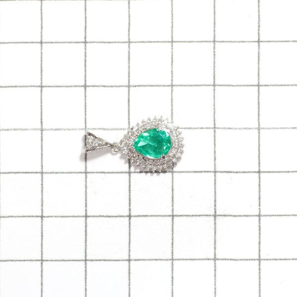 Pt900 エメラルド ダイヤモンド ペンダントトップ 1.25ct D0.35ct