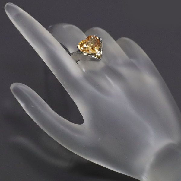 Pt900/K18YG Heart Shape Hessonite Garnet Diamond Ring 5.94ct D0.05ct 