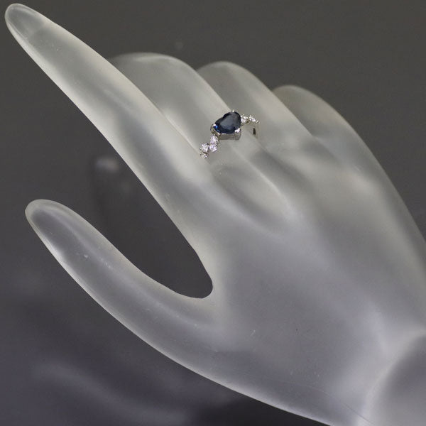Brand new rare Pt900 heart-shaped cobalt spinel diamond ring 0.908ct D0.16ct 
