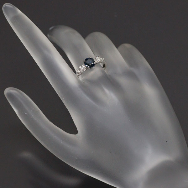 Brand new rare Pt900 cobalt spinel diamond ring 0.964ct D0.23ct 