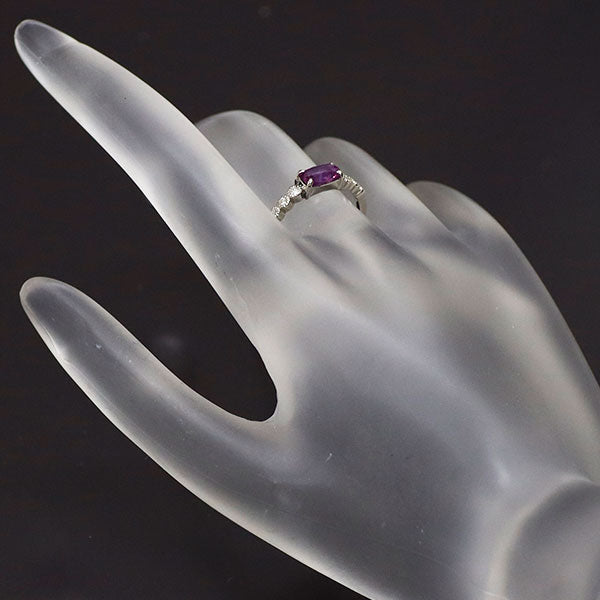 New Pt900 Azad Kashmir Unheated Purple Sapphire Diamond Ring 0.829ct D0.06ct [Escore]