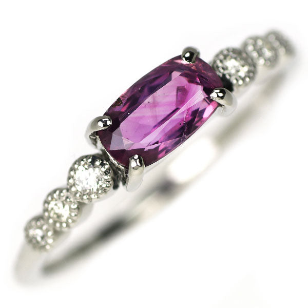 New Pt900 Azad Kashmir Unheated Purple Sapphire Diamond Ring 0.829ct D0.06ct [Escore]