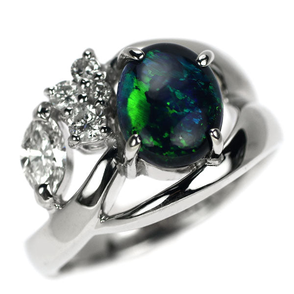 Pt900 black opal diamond ring 1.39ct 