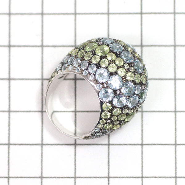 Mattioli K18WG Aquamarine Peridot Diamond Ring 