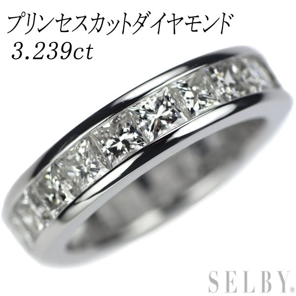 K18WG プリンセスカット ダイヤモンド リング 3.239ct フルエタニティ