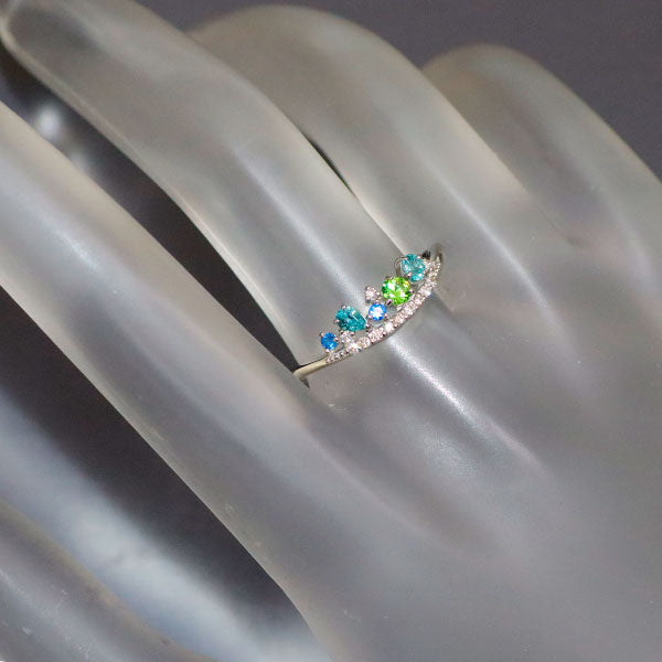 Brand new, rare Pt900 Brazilian unheated Paraiba tourmaline awinite ring 0.10ct H0.02ct DG0.07ct D0.06ct 