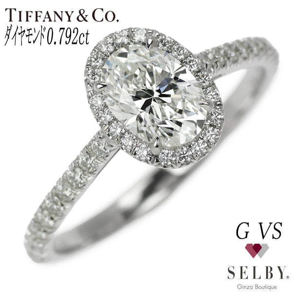 Tiffany Pt950 Oval Diamond Sole Ring 0.792ct G VS1 #12《Selby Ginza Store》[S Polished like new] [Used] 