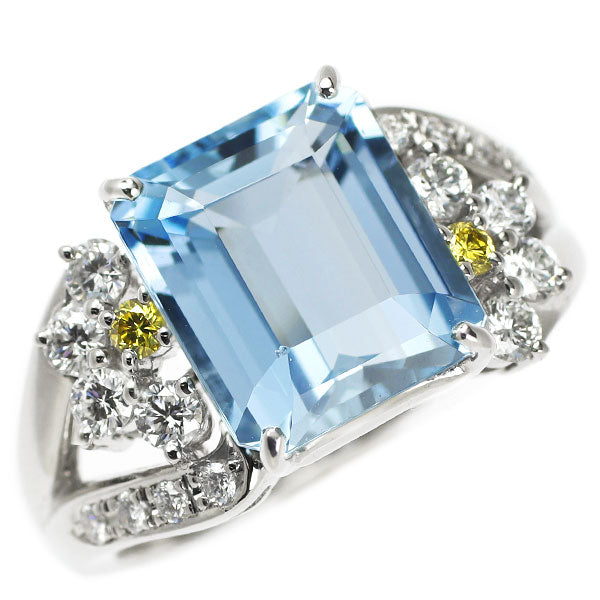 Tasaki Pearl Pt900 Aquamarine Diamond Ring 4.49ct D0.52ct 