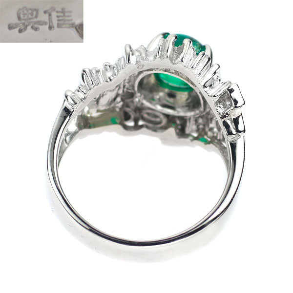 Yoshihiko Okumura Rare Pt900 Colombian Pyrite in Emerald Diamond Ring 1.78ct D0.22ct 