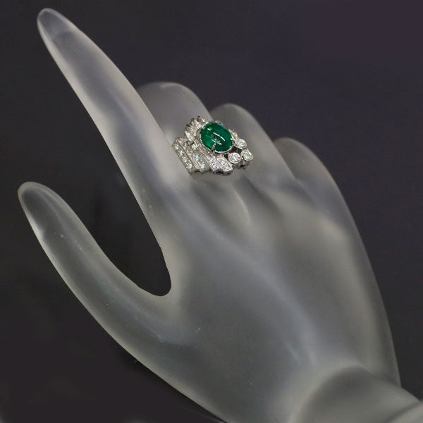 奥村佳彦 希少 Pt900 コロンビア産 パイライトインエメラルド ダイヤモンド リング 1.78ct D0.22ct