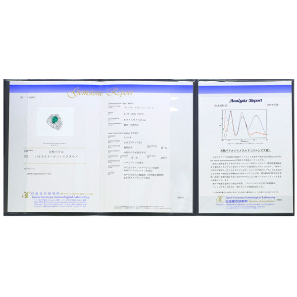 奥村佳彦 希少 Pt900 コロンビア産 パイライトインエメラルド ダイヤモンド リング 1.78ct D0.22ct