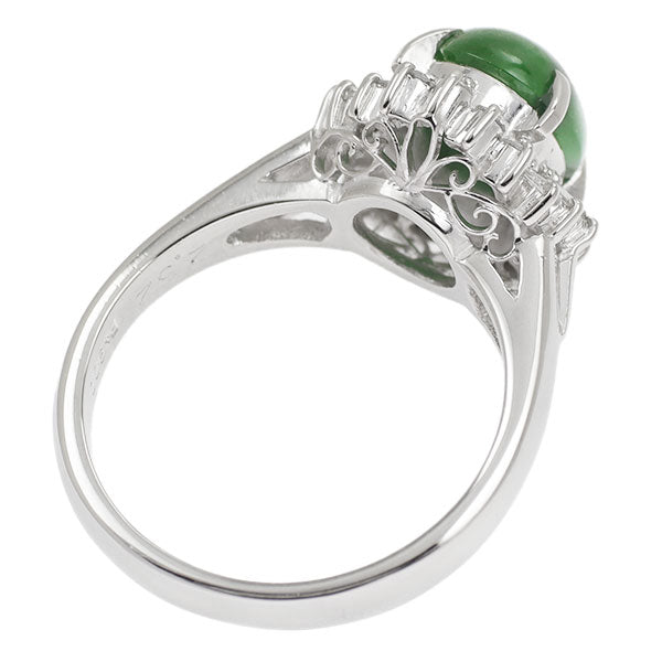 Pt900 Jade Diamond Ring 2.52ct D0.32ct 