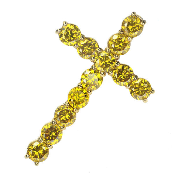 New K18YG Diamond Pendant Top 1.00ct Cross 