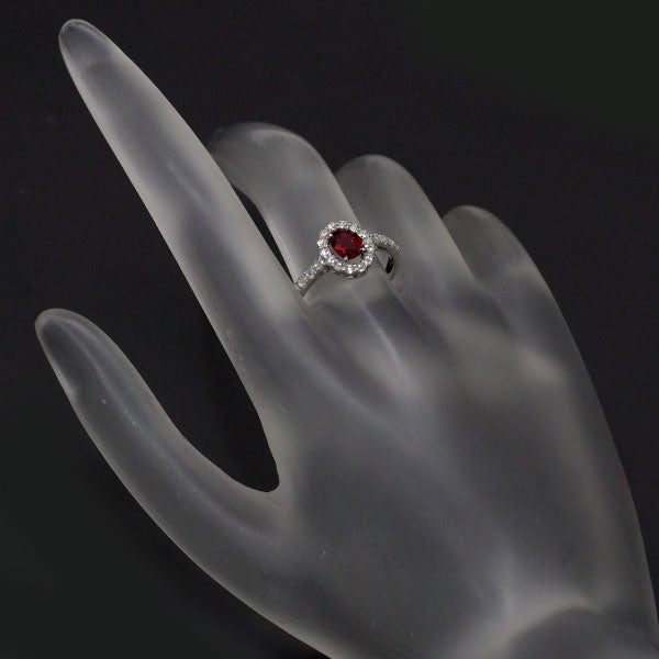 New Pt950 Thai pigeon blood ruby ​​rose cut diamond ring 0.74ct D0.32ct [Escore] 