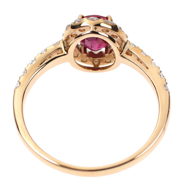 New K18PG Myanmar/Burma pigeon blood ruby ​​rose cut diamond ring 1.09ct D0.33ct 