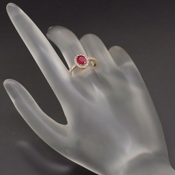 New K18PG Myanmar/Burma pigeon blood ruby ​​rose cut diamond ring 1.09ct D0.33ct 