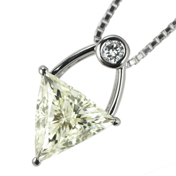 Pt トリリアントカット ダイヤモンド  ペンダントネックレス 2.038ct M SI1 0.12ct