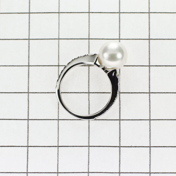 GINZA TANAKA Pt950 アコヤ真珠 ダイヤモンド リング 径約9.5mm D0.40ct