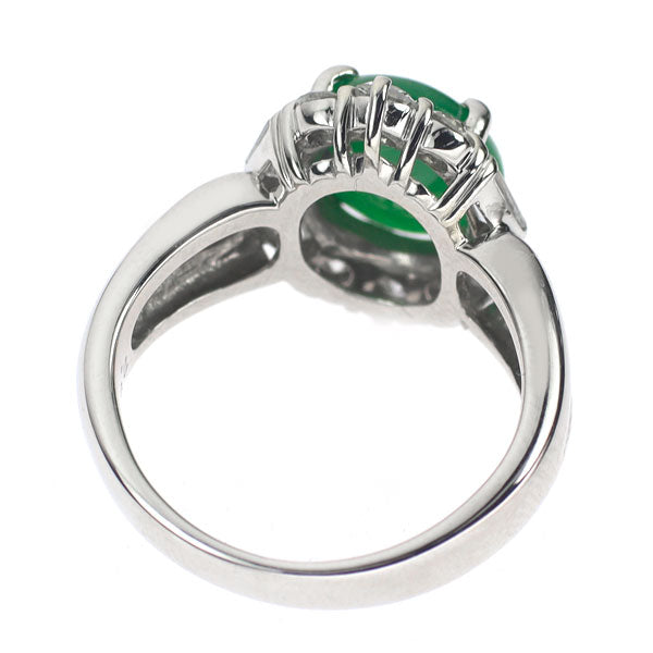 Pt900 Jade Diamond Ring 2.88ct D0.75ct 