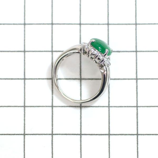 Pt900 Jade Diamond Ring 2.88ct D0.75ct 