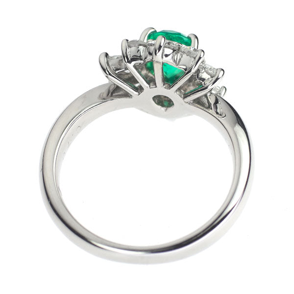 Pt900 emerald diamond ring 0.70ct D0.81ct 