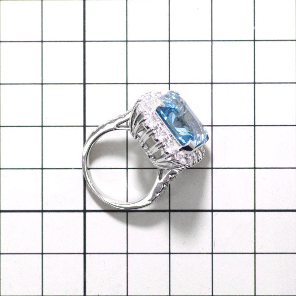 Pt900 Aquamarine Diamond Ring 12.45ct D2.15ct 