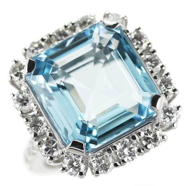 Pt900 Aquamarine Diamond Ring 12.45ct D2.15ct 