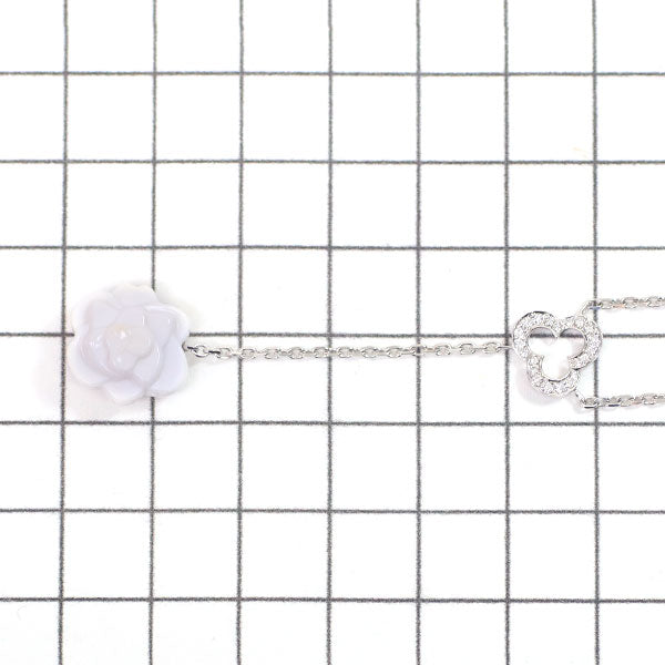 Chanel K18WG White Chalcedony Diamond Pendant Necklace Camellia 