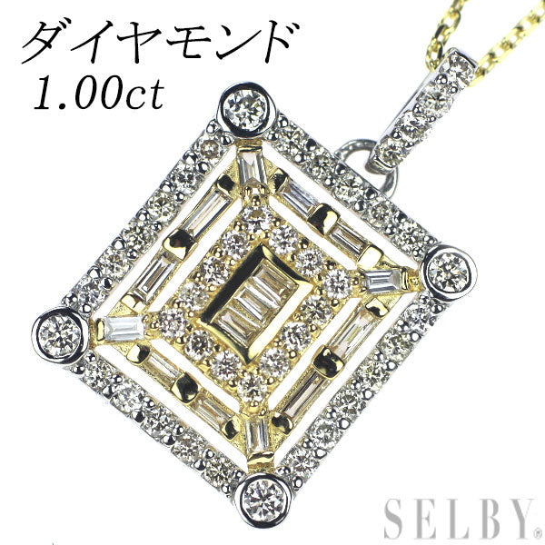 K18YG/Pt900 ダイヤモンド ペンダントネックレス 1.00ct