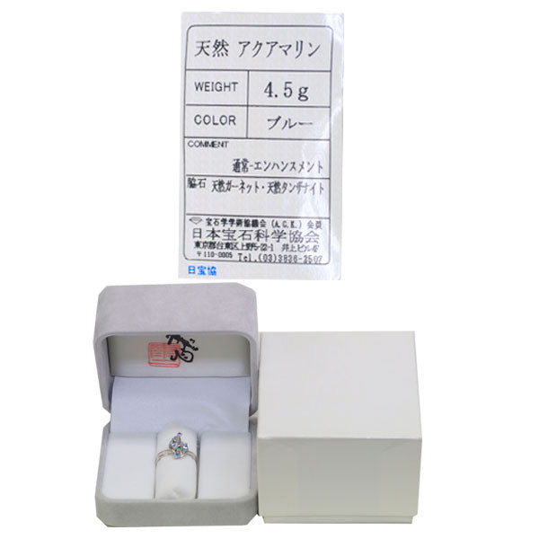Koji Iwakura Pt900/K18WG Aquamarine Garnet Tanzanite Ring 