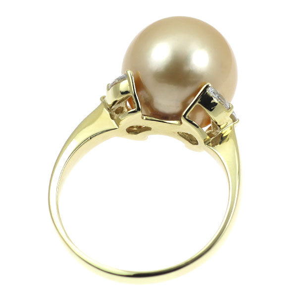 K18YG Golden Pearl Diamond Ring Diameter approx. 12.3mm D0.30ct 