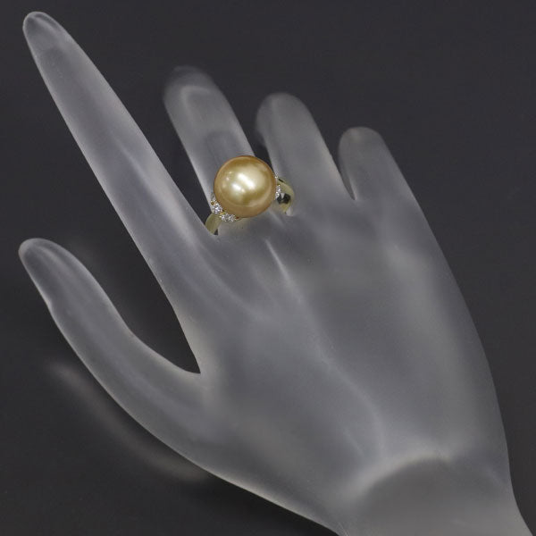 K18YG Golden Pearl Diamond Ring Diameter approx. 12.3mm D0.30ct 