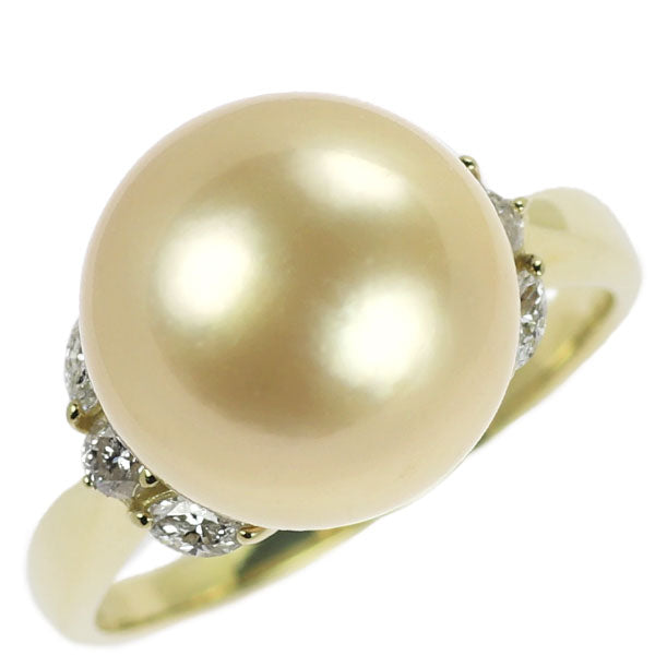 K18YG Golden Pearl Diamond Ring Diameter approx. 12.3mm D0.30ct 