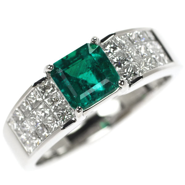 Pt950 Emerald Diamond Ring 1.60ct D1.25ct 