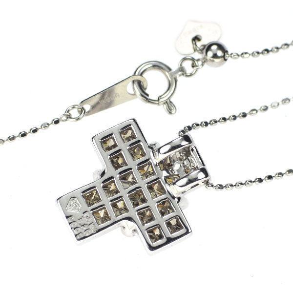 Les Essentials K18WG Diamond Pendant Necklace 1.20ct D0.05ct Cross 