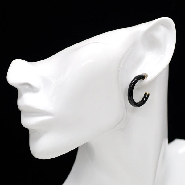 New K18YG Onyx Earrings Hoop 