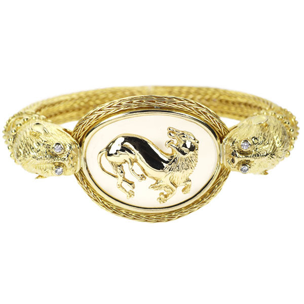 Ilias Lalaounis K18YG Quartz Diamond Bangle 