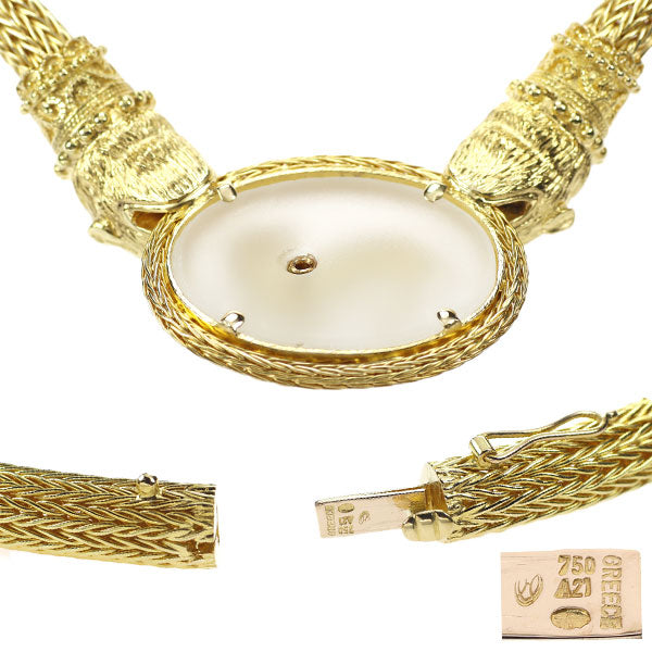 Ilias Lalaunis K18YG Quartz Diamond Pendant Necklace 