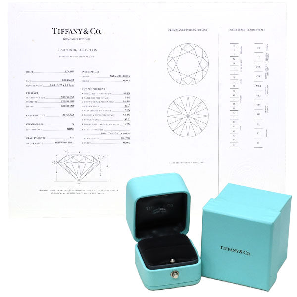 Tiffany Pt950 Diamond Ring 0.18ct G VS1 3EX Solitaire 
