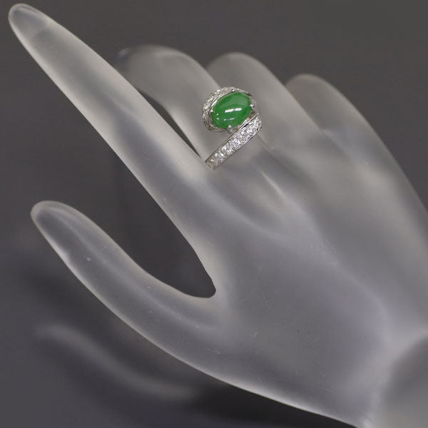 Pt900 Jade Diamond Ring 2.19ct D0.80ct 