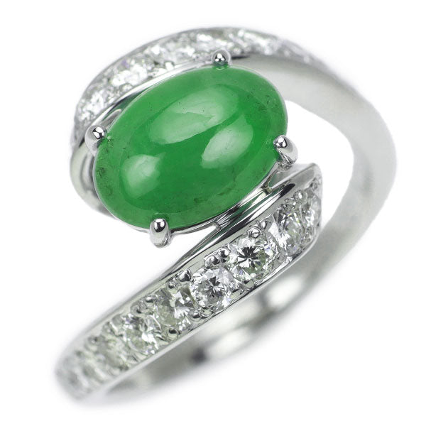 Pt900 Jade Diamond Ring 2.19ct D0.80ct 