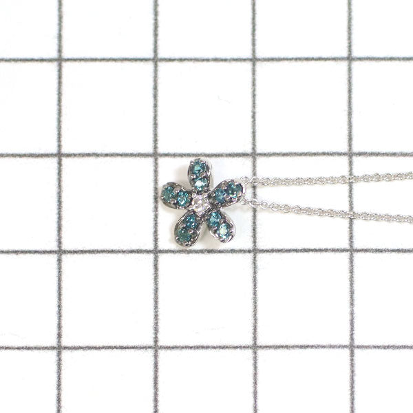 Rare K18WG Alexandrite Diamond Pendant Necklace 0.19ct D0.02ct Flower 
