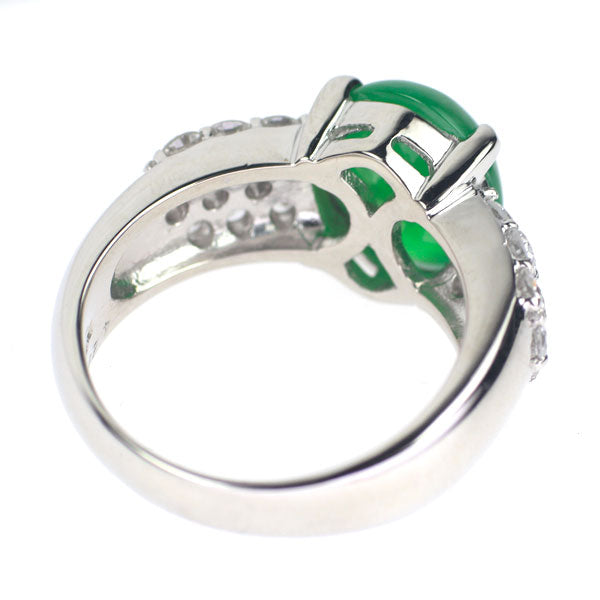 Pt900 Jade Diamond Ring 4.29ct D1.08ct 