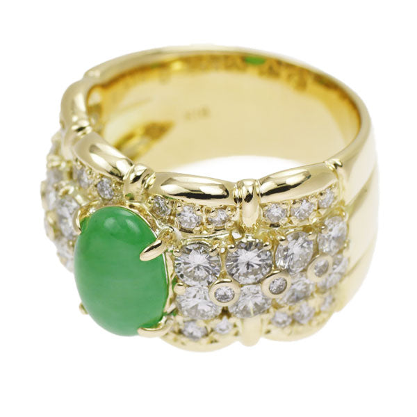 K18YG Jade Diamond Ring 2.928ct D2.33ct 