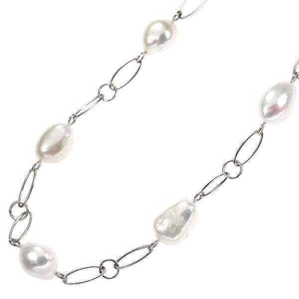 Tasaki Pearl K18WG White Baroque Pearl Station Long Necklace 