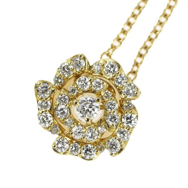 Ponte Vecchio K18YG Diamond Pendant Necklace 0.47ct Flower 